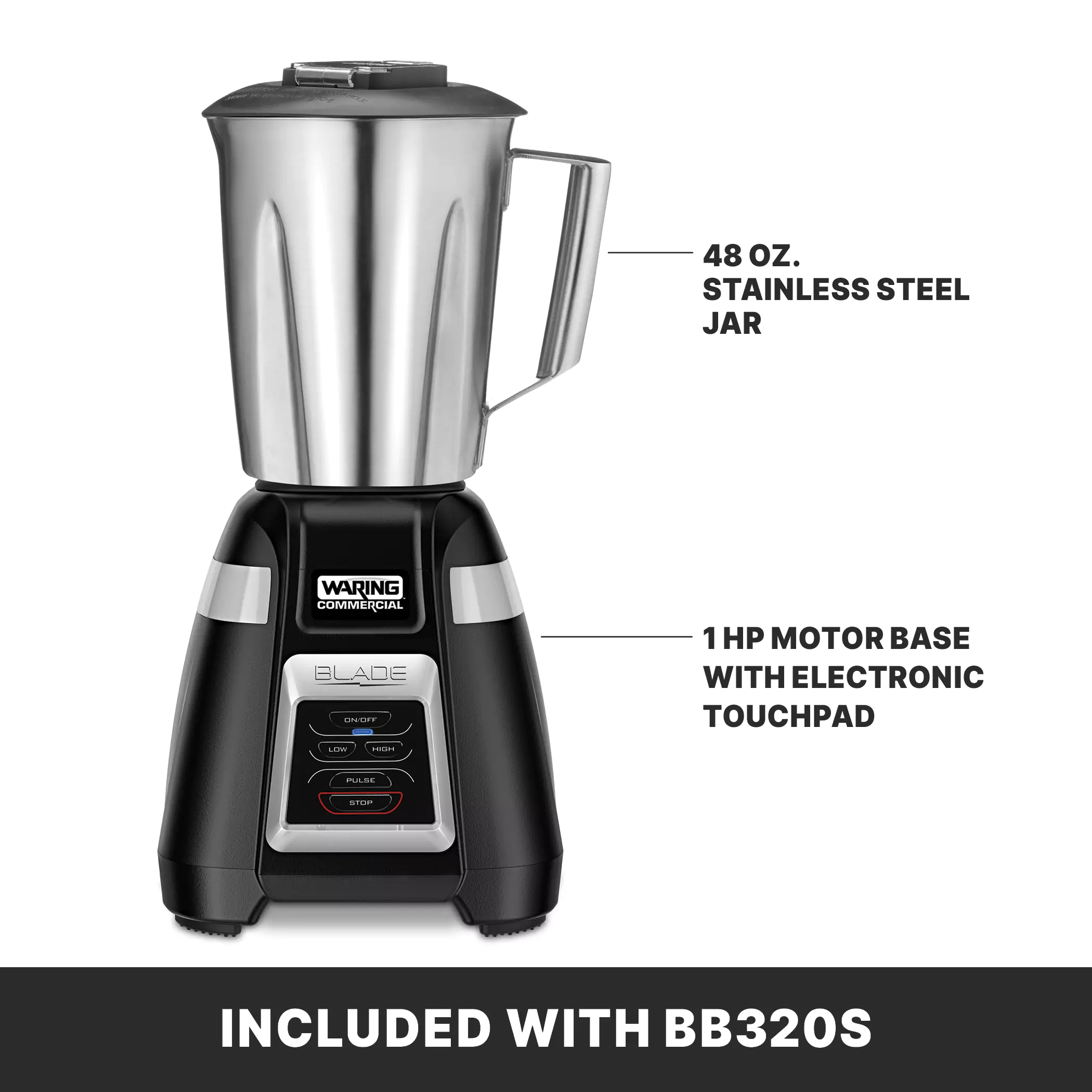 Blade Blender with Electronic Touchpad Control and Stainless Steel Container